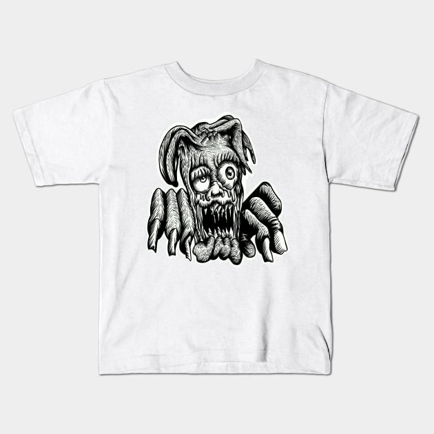 Jester tears - black and white version Kids T-Shirt by stephenignacio